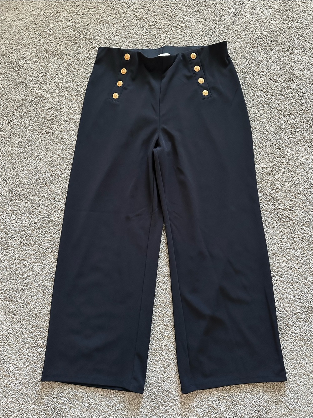 H&M Navy Wide Leg Pants with Gold Buttons